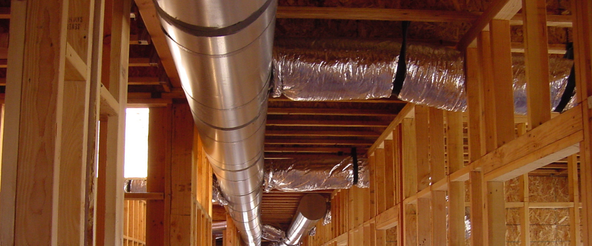 Newly constructed ductwork on a new home being built in Charleston, South Carolina